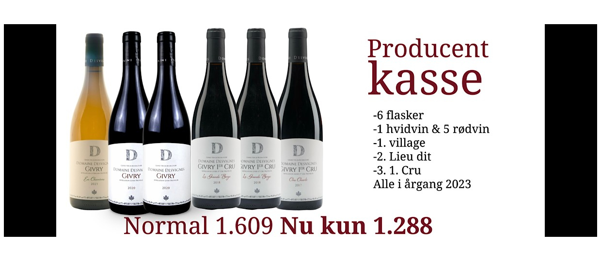 Sortimentskasse med seks vine fra Desvignes i Givry